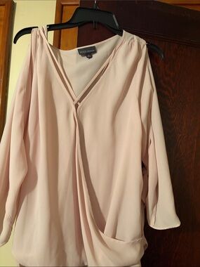 BOLD elements Blush Draped V-Neck Long Sleeve Blouse